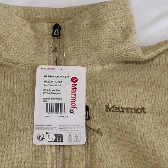 New Marmot Women's Drop Line Jacket in Light Oak Sz XL Half Zip Sweater - Picture 4 of 6